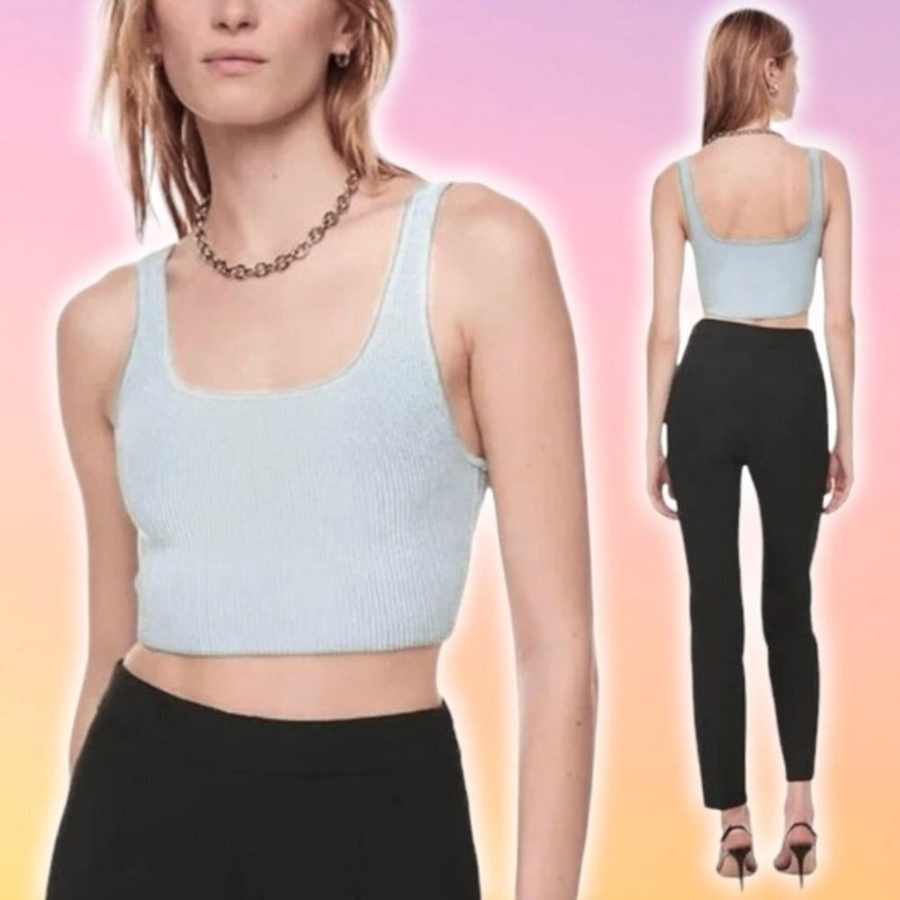 BABATON Aritzia Squareneck Cropped Rib Tank Sz 2XS